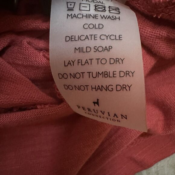 Peruvian Connection Red‎ Orange Small Balloon Sleeve Mini Dress Pockets Travel - Picture 5 of 8